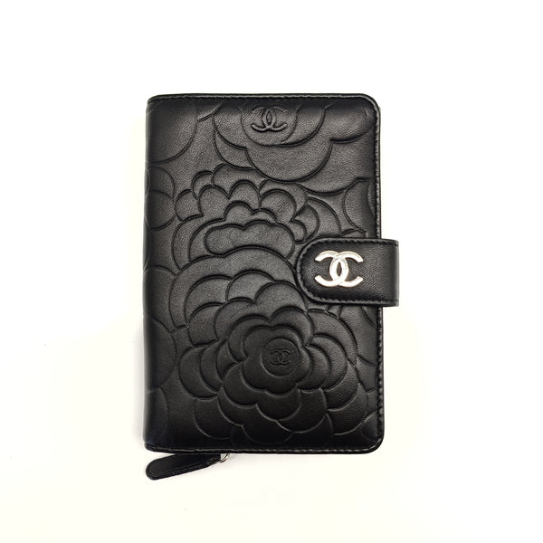 CC French Wallet Camellia Lambskin Small