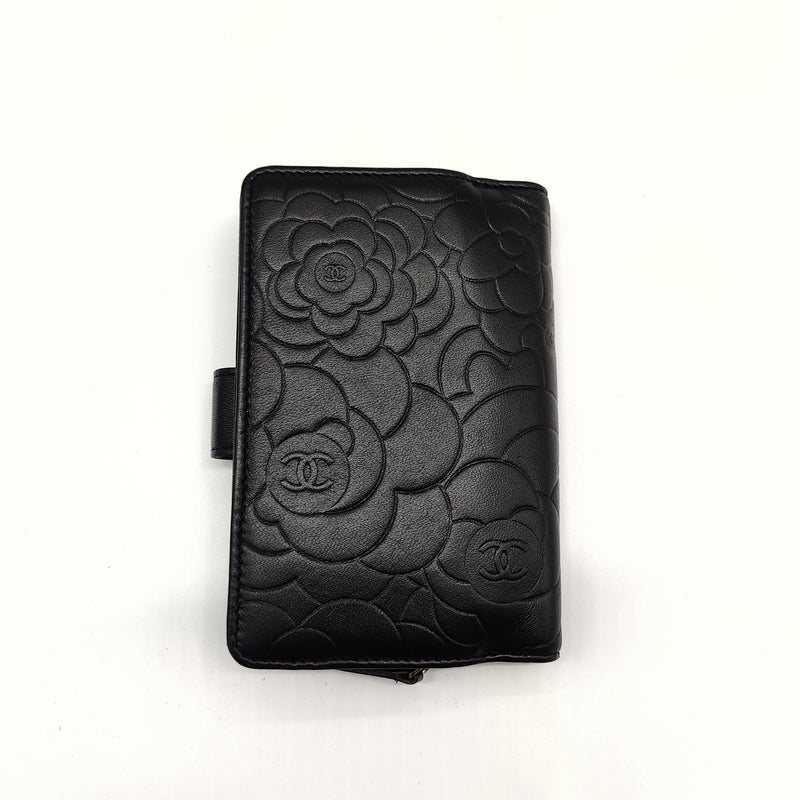 CC French Wallet Camellia Lambskin Small