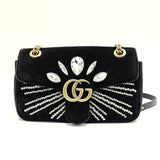 GG Marmont Flap Bag Embellished Matelasse Velvet