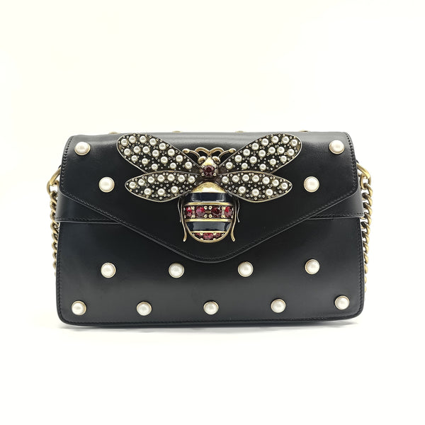 Broadway Pearly Bee Shoulder Bag Embellished Leather Mini