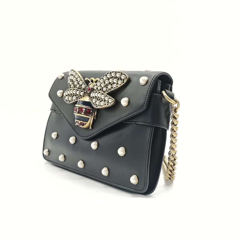 Broadway Pearly Bee Shoulder Bag Embellished Leather Mini