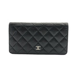 Lambskin Quilted Yen Wallet Black