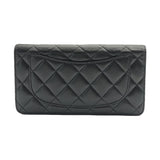 Lambskin Quilted Yen Wallet Black