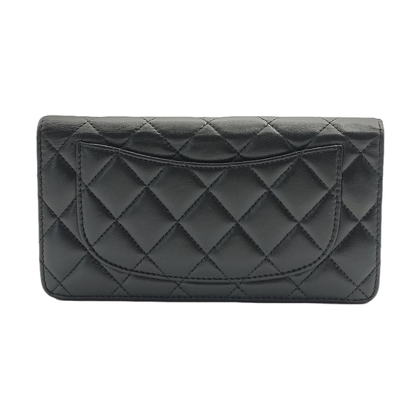 Lambskin Quilted Yen Wallet Black