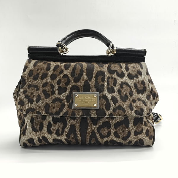 Miss Sicily Bag Leopard Print Leather Large