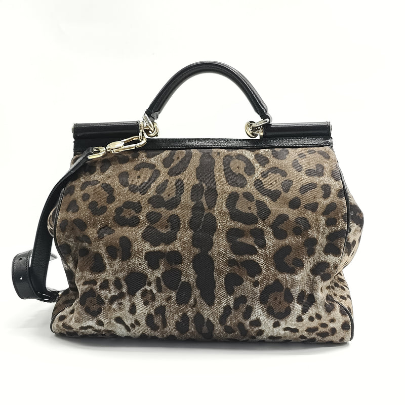 Miss Sicily Bag Leopard Print Leather Large