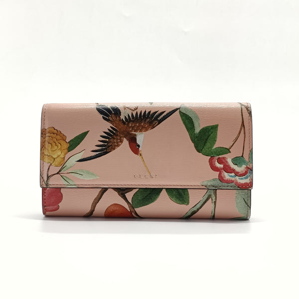 Calfskin Blooms Print Continental Wallet Pink Multicolor