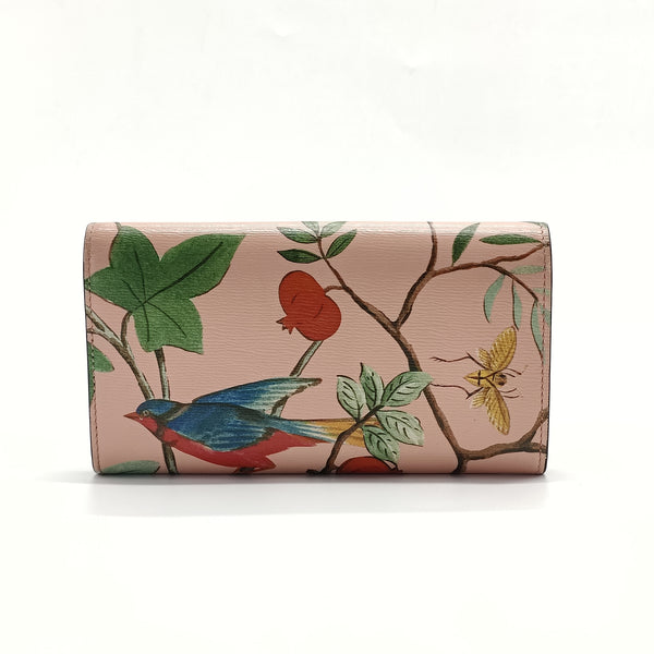 Calfskin Blooms Print Continental Wallet Pink Multicolor