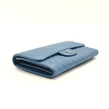 Blue Quilted Caviar Leather Classic Flap Wallet