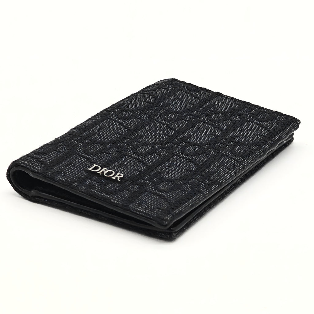 Oblique Bi-Fold Card Holder Black For Gisel