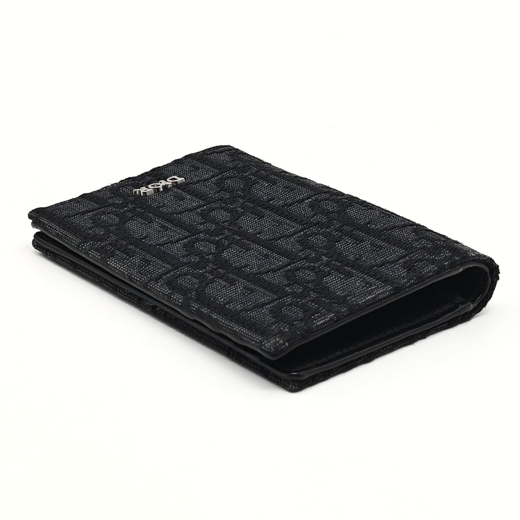 Oblique Bi-Fold Card Holder Black For Gisel