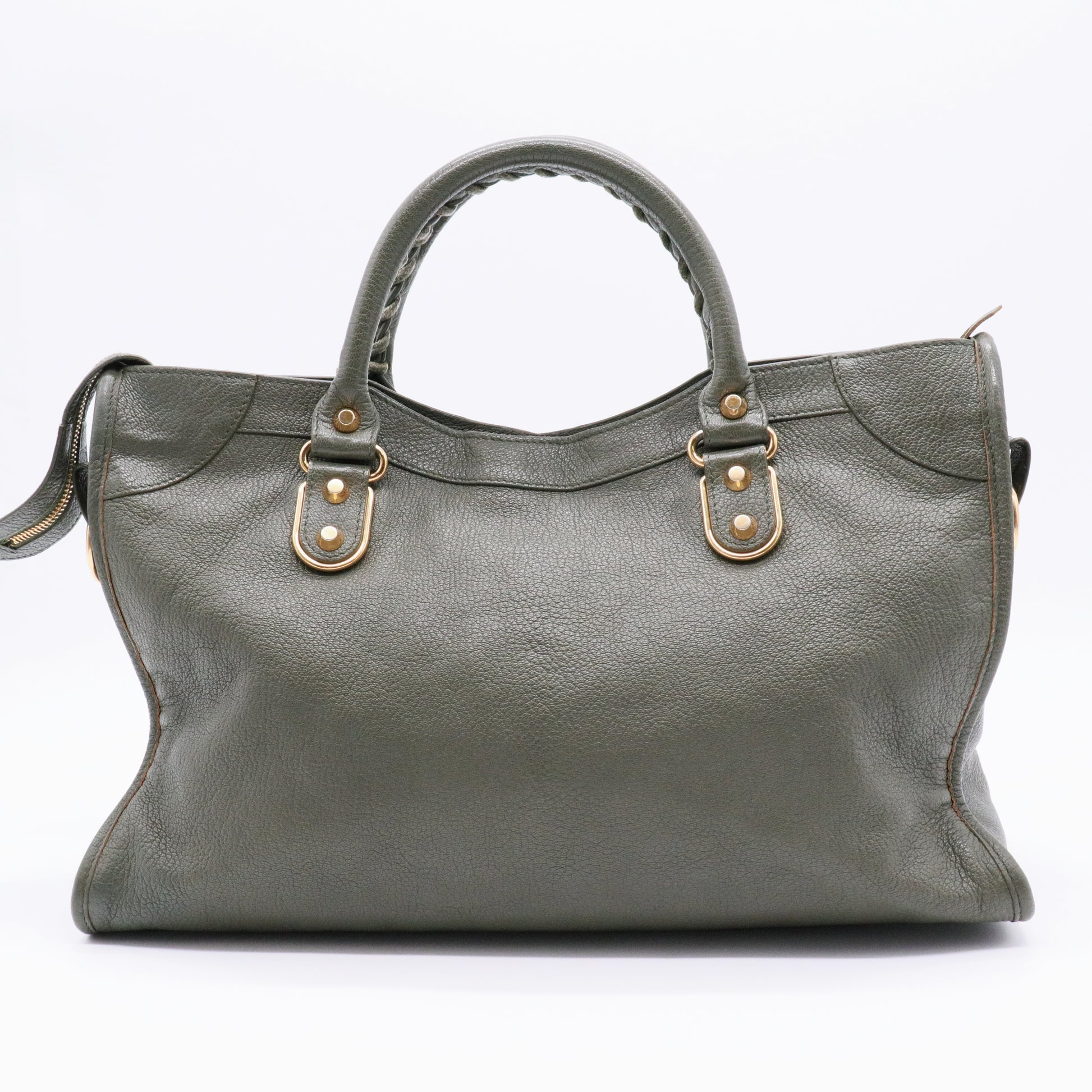 Balenciaga Classic City handbag in olive green leather twins