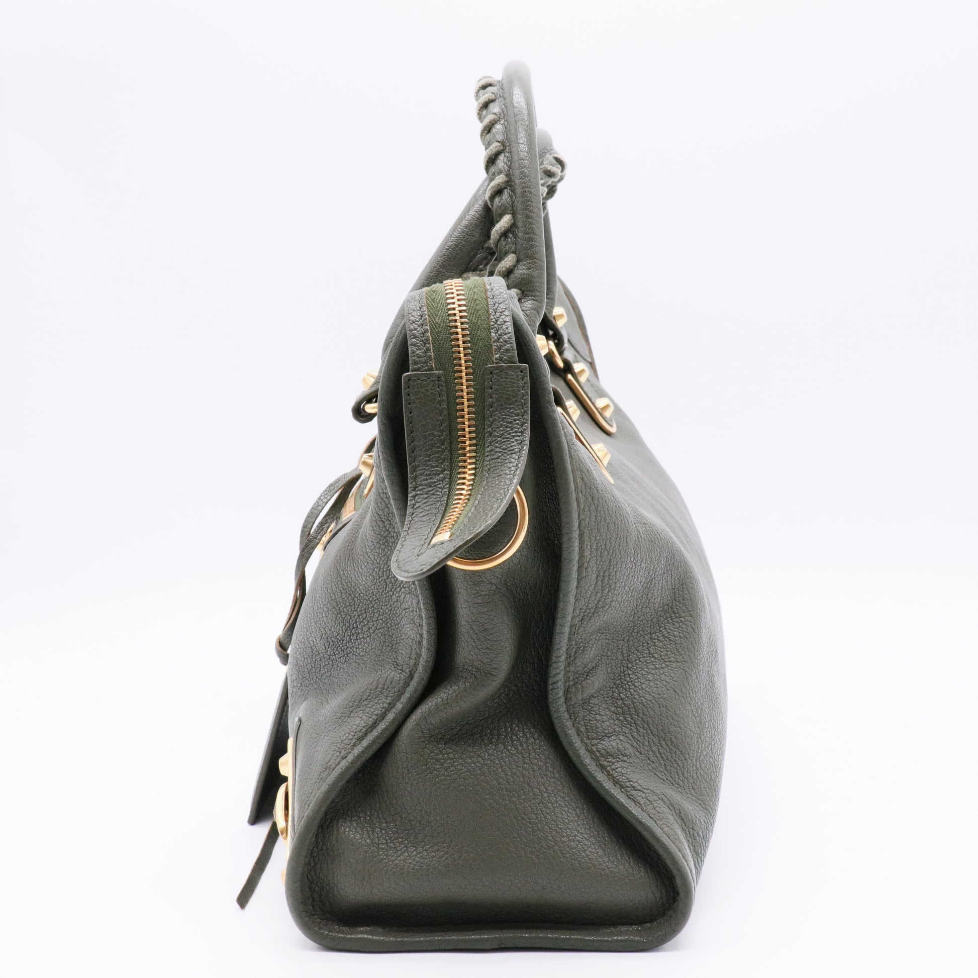 Balenciaga Classic City handbag in olive green leather twins