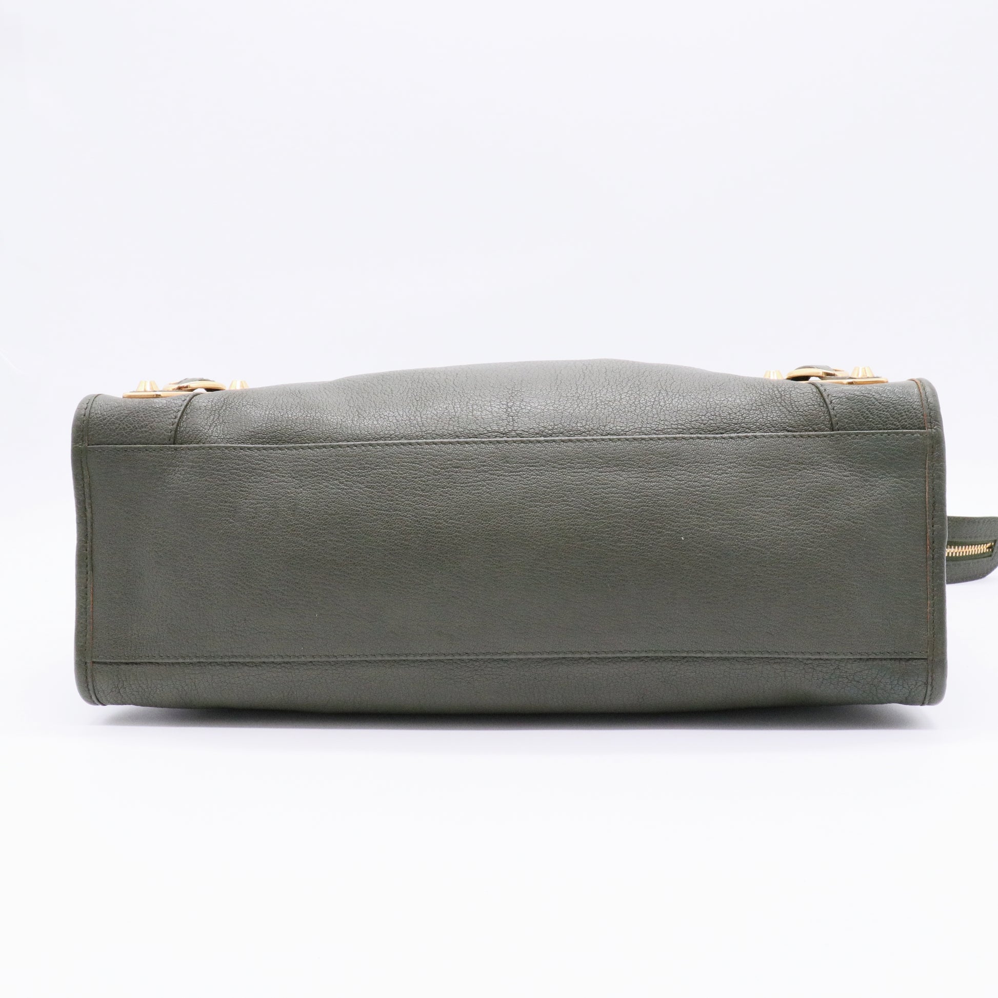Balenciaga Classic City handbag in olive green leather twins