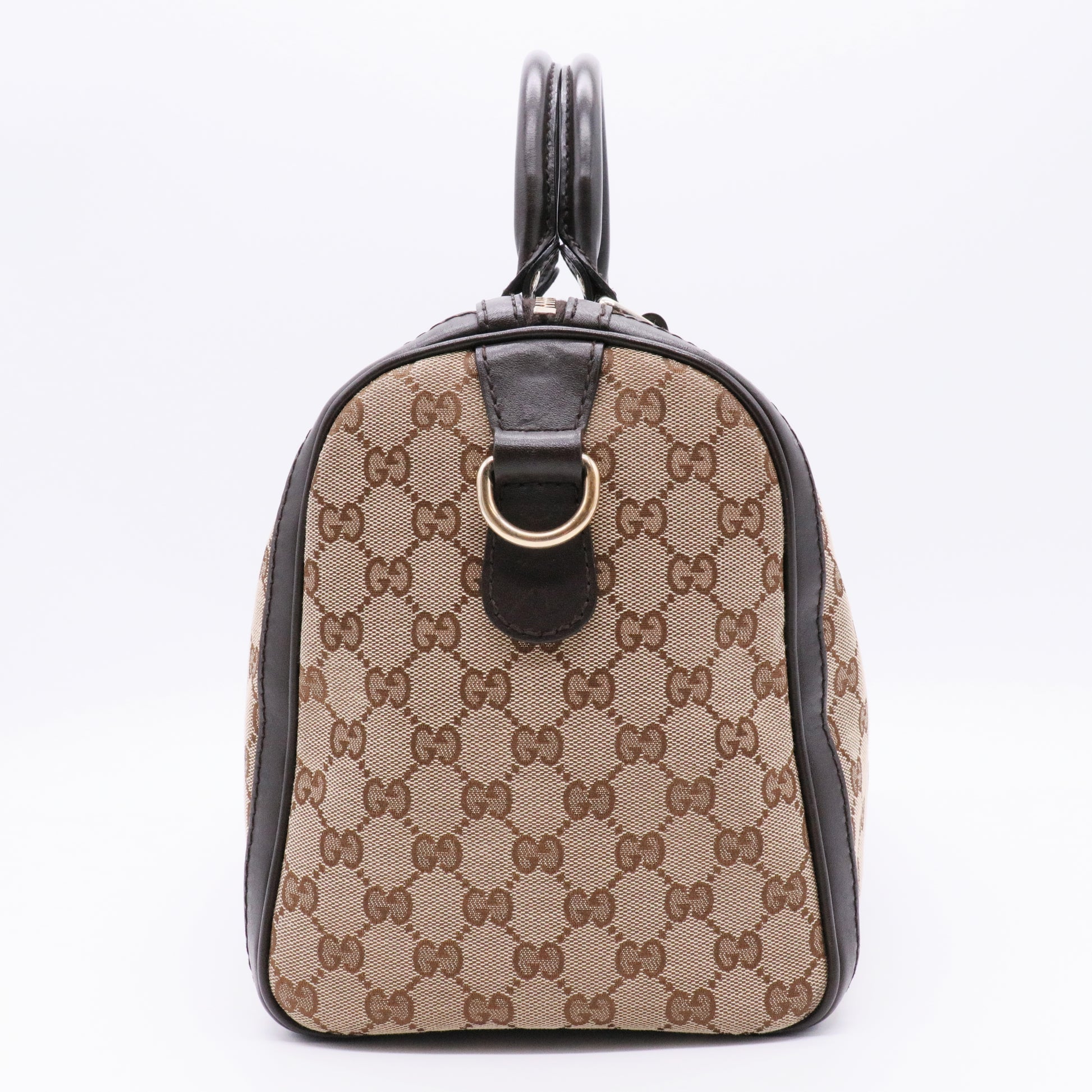 Brown/Beige GG Canvas Medium Vintage Web Boston Bag