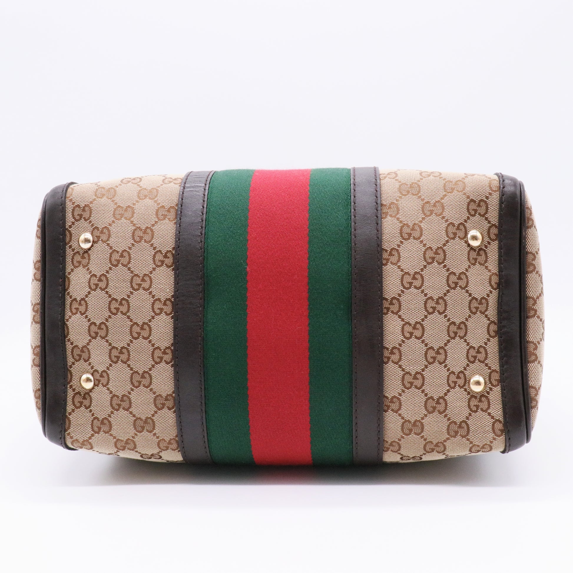 Brown/Beige GG Canvas Medium Vintage Web Boston Bag