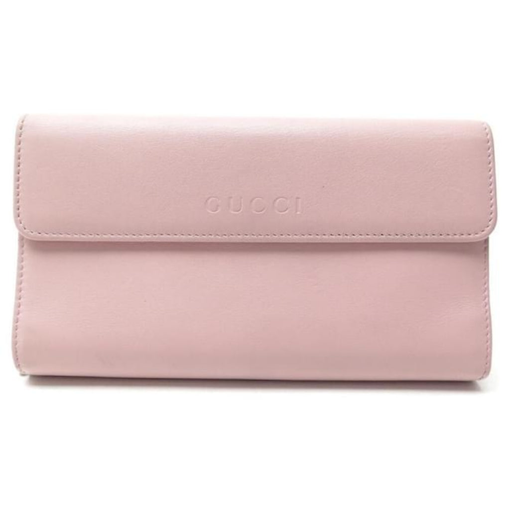 Gucci baby pink leather continental flap wallet W21807