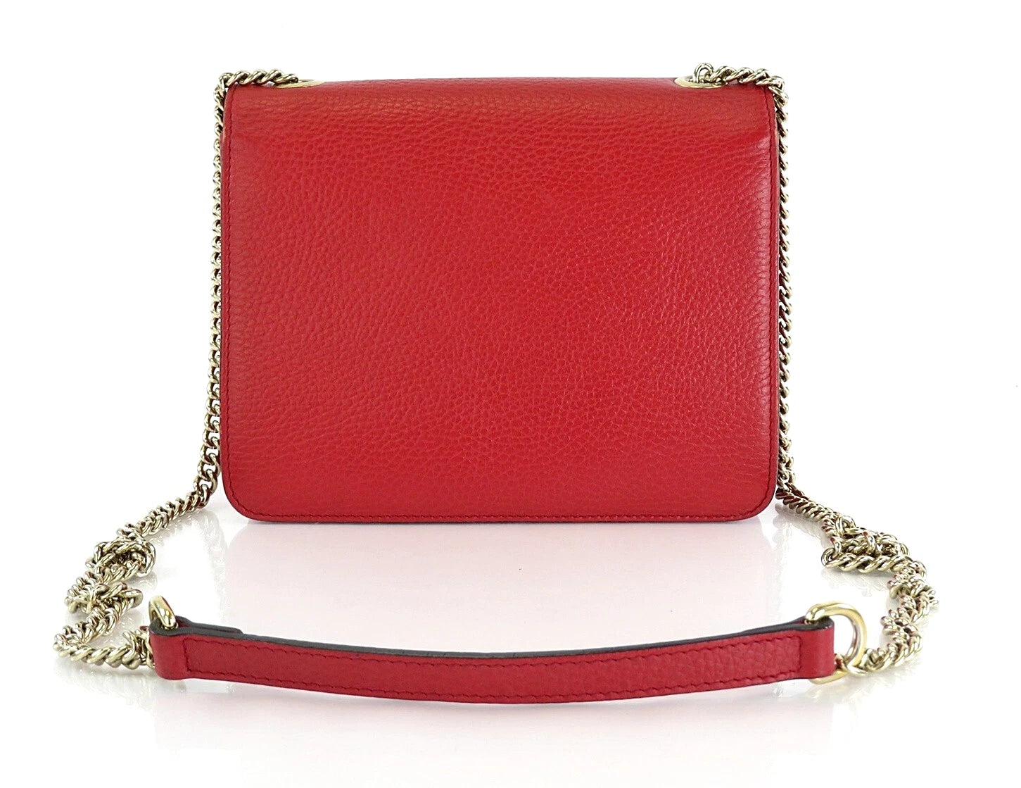 Red Leather Small Dollar Interlocking Chain Bag twins