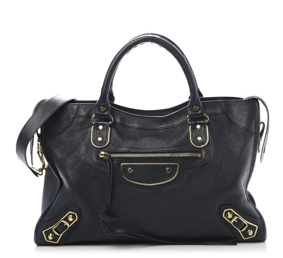 City Classic Metallic Edge Bag Leather Medium twins
