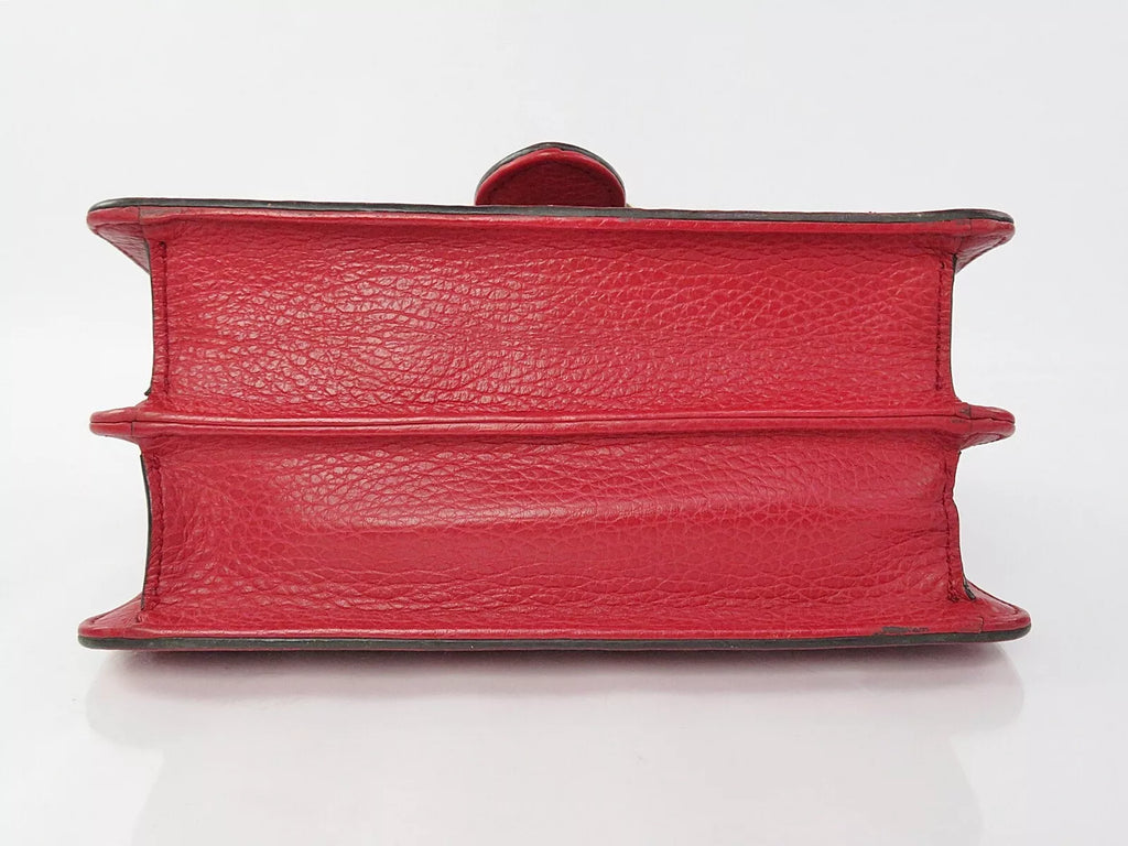 Red Leather Small Dollar Interlocking Chain Bag twins
