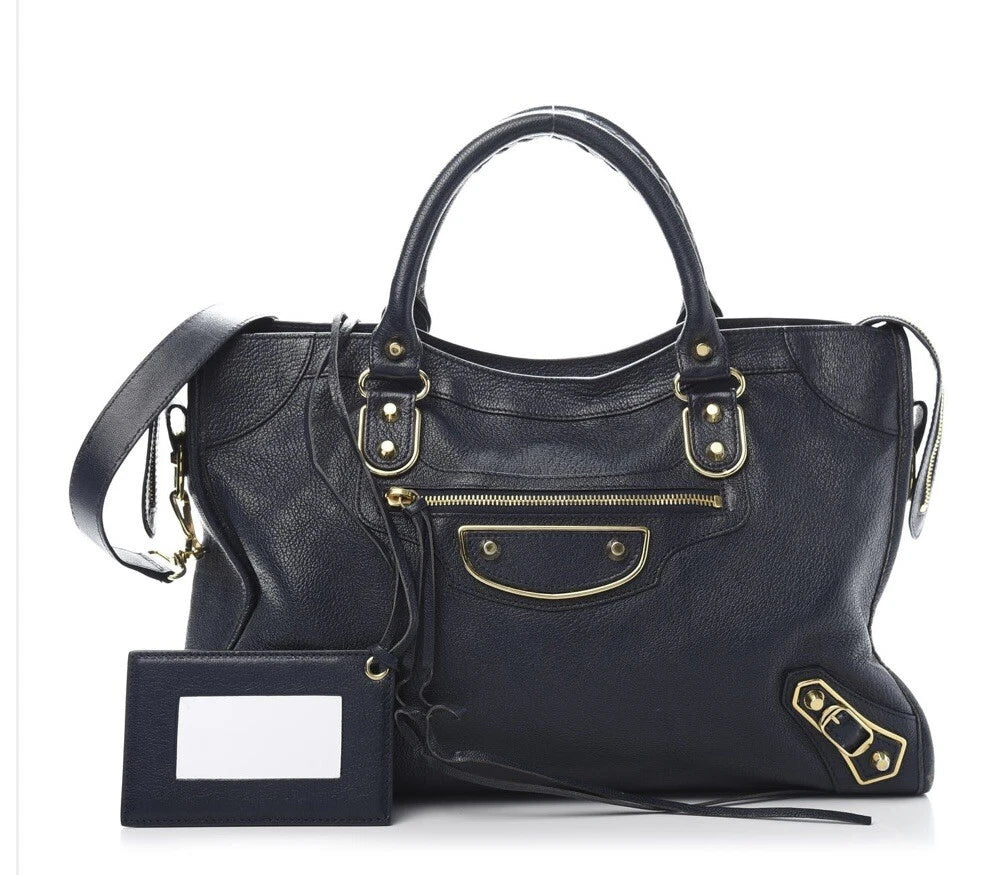 City Classic Metallic Edge Bag Leather Medium twins