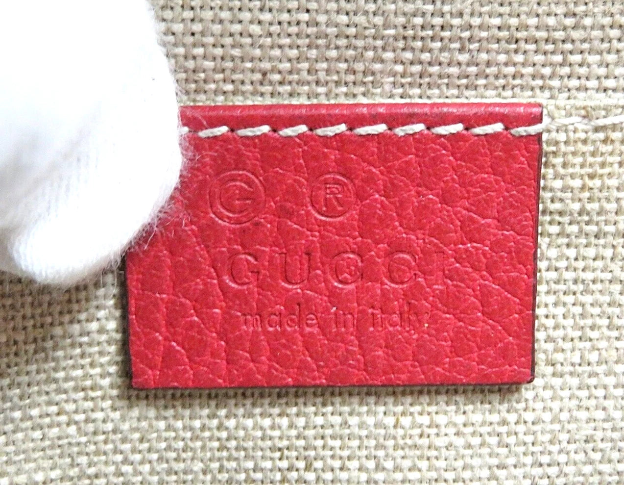 Red Leather Small Dollar Interlocking Chain Bag twins