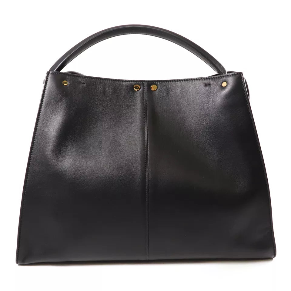 Peekaboo Shoulder Bag Handbag Calfskin Leather Black - twins