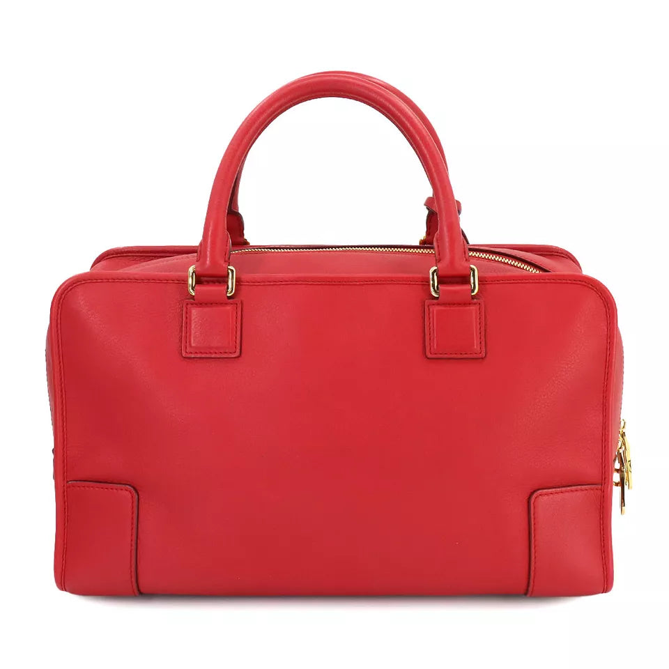 Amazona 36 Hand Bag Leather Red twins