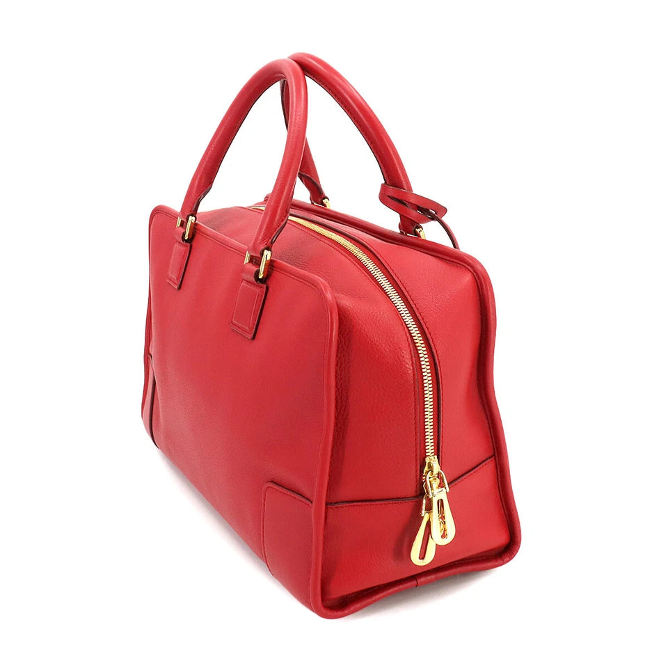 Amazona 36 Hand Bag Leather Red twins