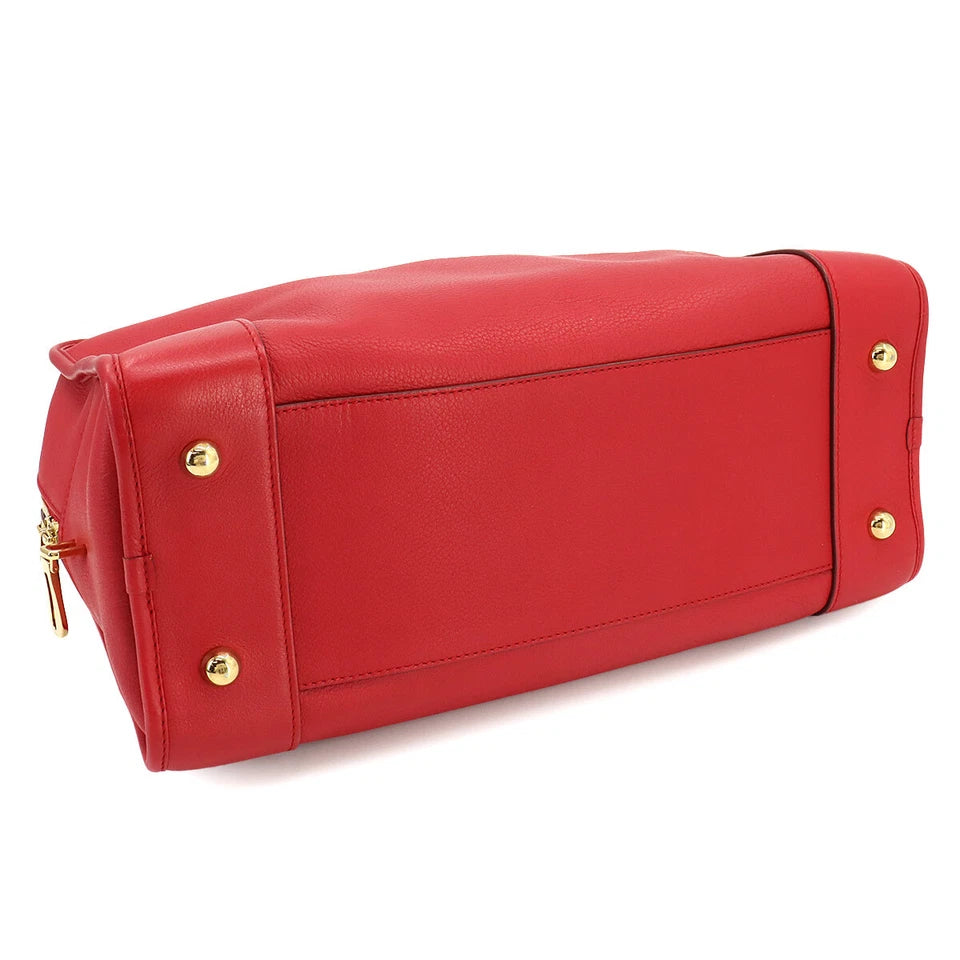 Amazona 36 Hand Bag Leather Red twins