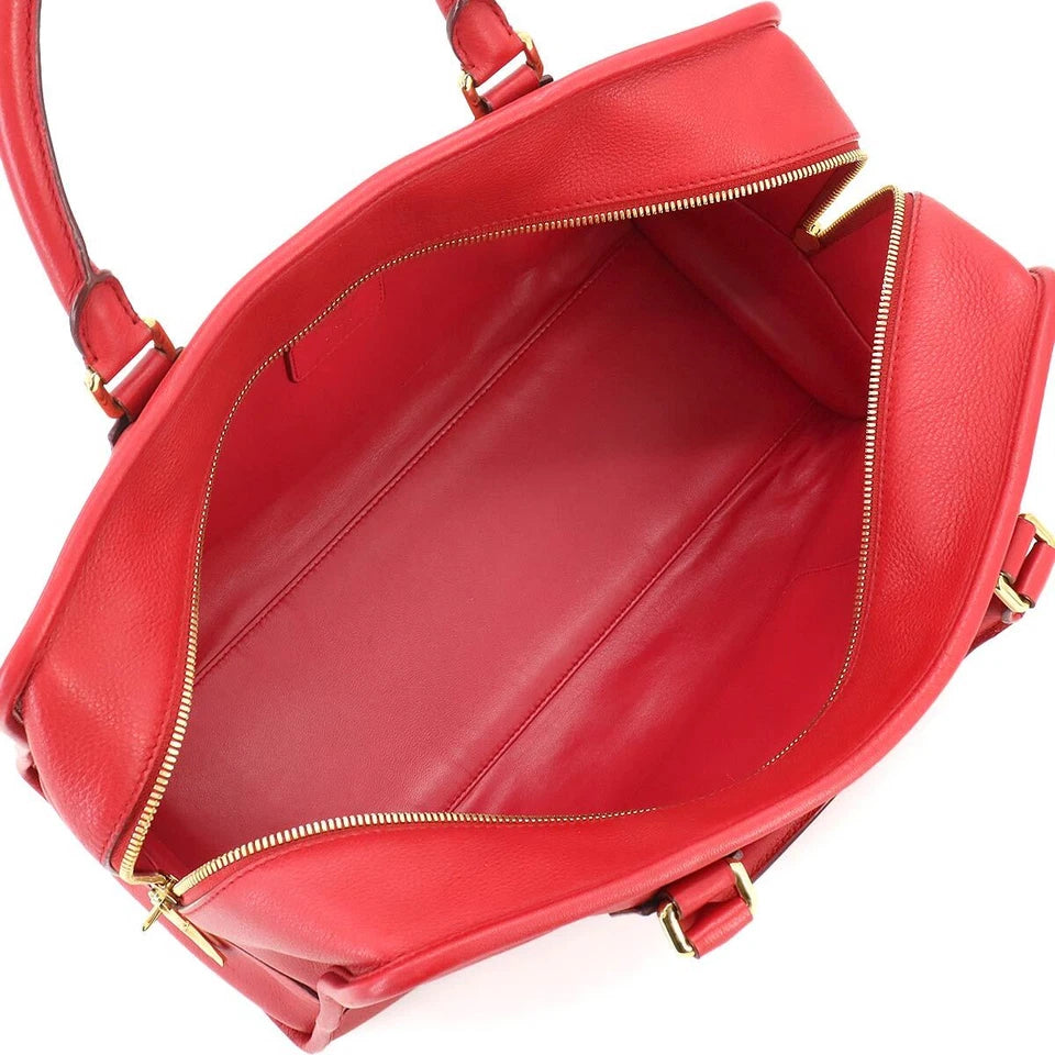 Amazona 36 Hand Bag Leather Red twins