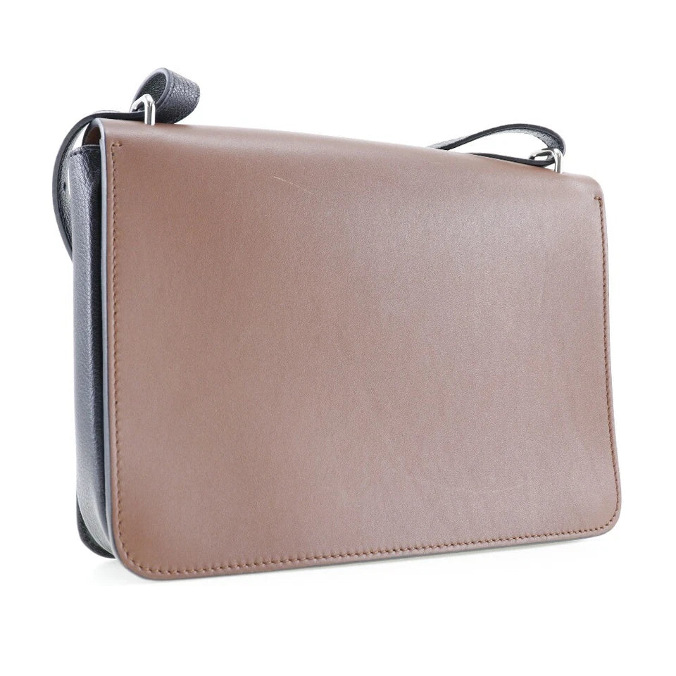 Brown/Black Leather Small D-Ring Shoulder Bag - twins