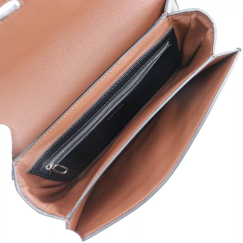 Brown/Black Leather Small D-Ring Shoulder Bag - twins