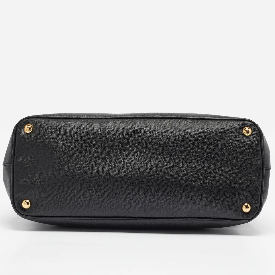 Black Saffiano Lux Double-Zip Tote Bag with Gold Hardware twins