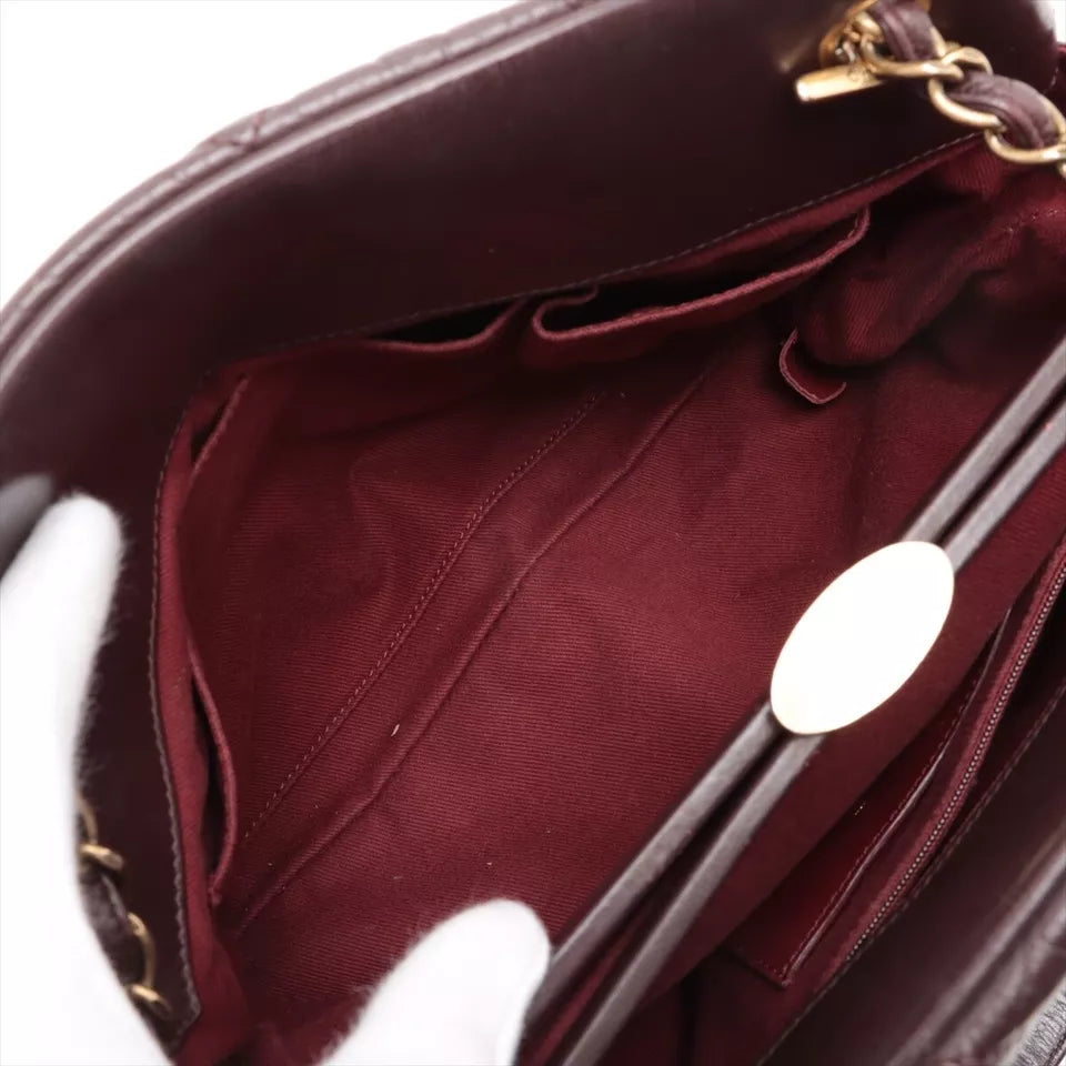 Matelasse Vintage calf Chain Shoulder Bag Bordeaux Gold Metal Fittings 16 - twins