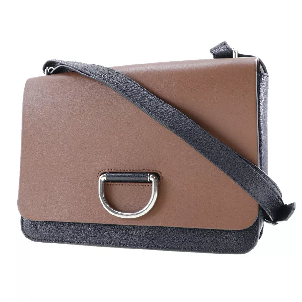 Brown/Black Leather Small D-Ring Shoulder Bag - twins
