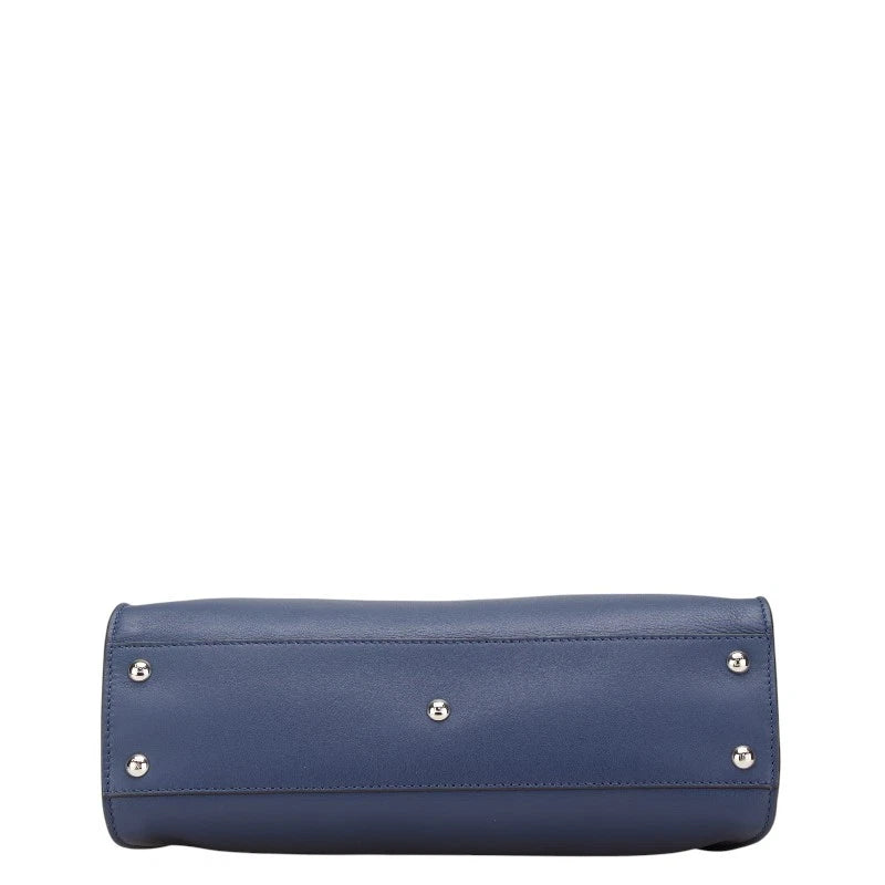 Peakaboo Handbag Shoulder Bag 2WAY Navy Leather Python twins
