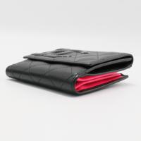 Calfskin Quilted Cambon Flap Wallet Black