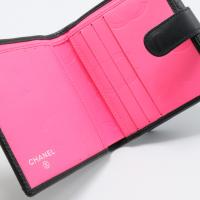Calfskin Quilted Cambon Flap Wallet Black