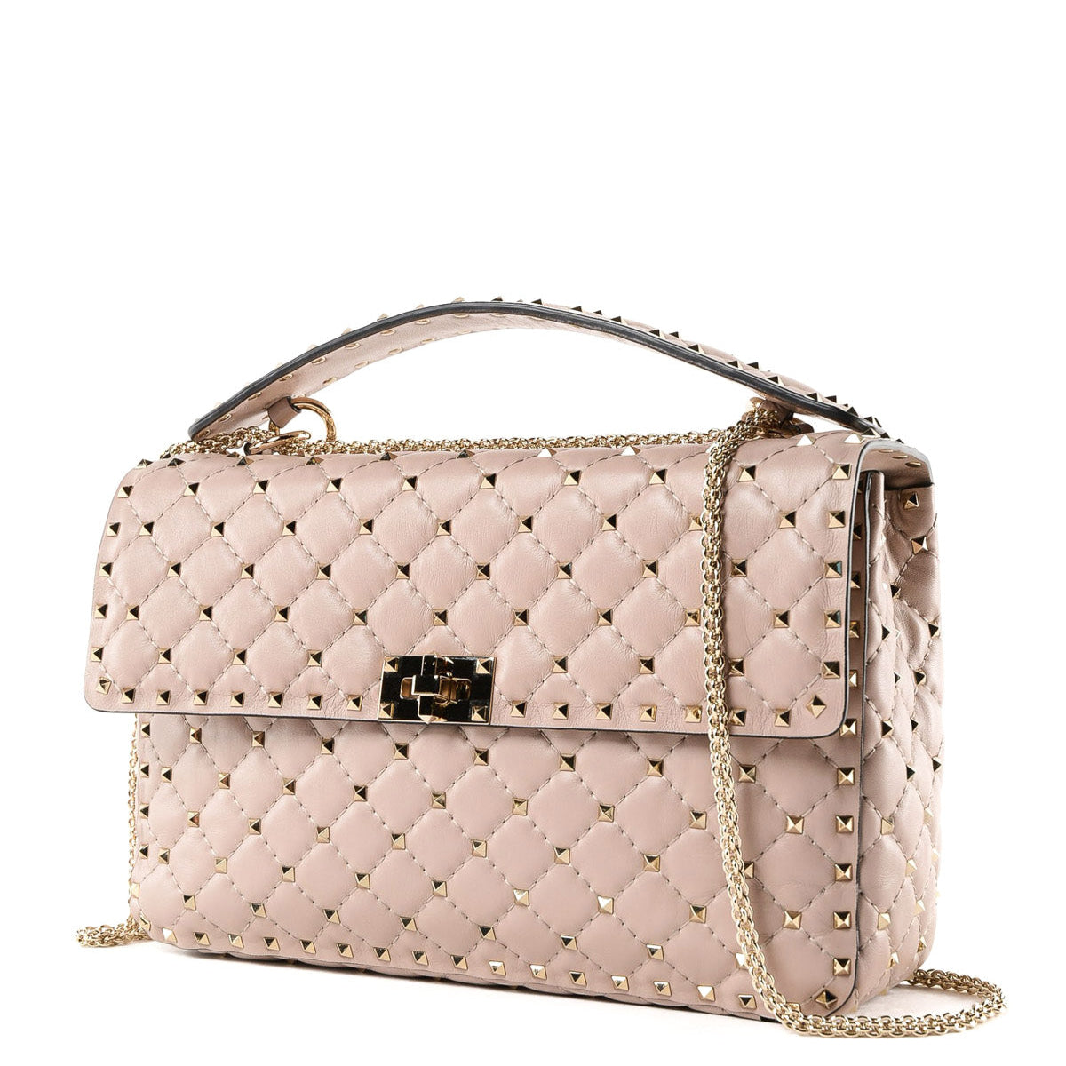 Rockstud Spike Flap Bag Quilted Leather Large twins
