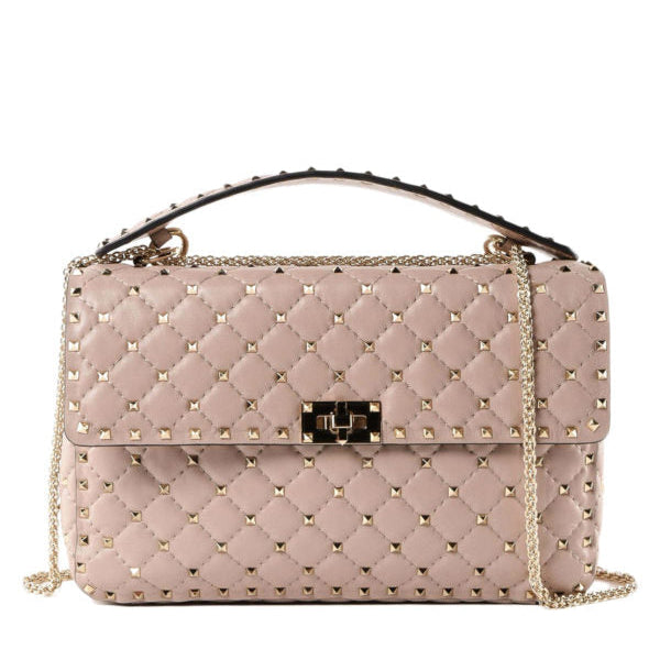 Rockstud Spike Flap Bag Quilted Leather Large twins