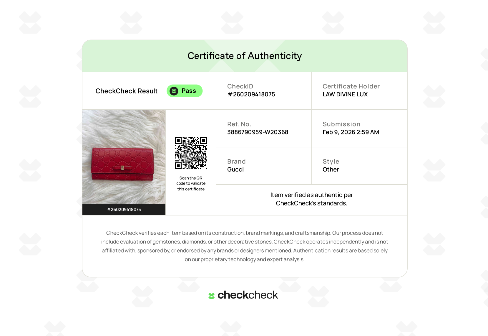 Signature Wallet on Chain Guccissima Leather W20368