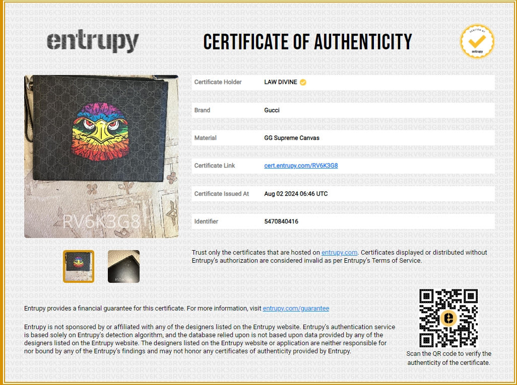 GG Supreme Monogram Rainbow Eagle Documents Holder Black Grey Multicolor