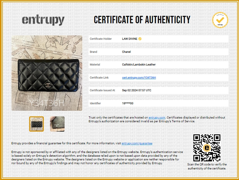 Lambskin Quilted Yen Wallet Black