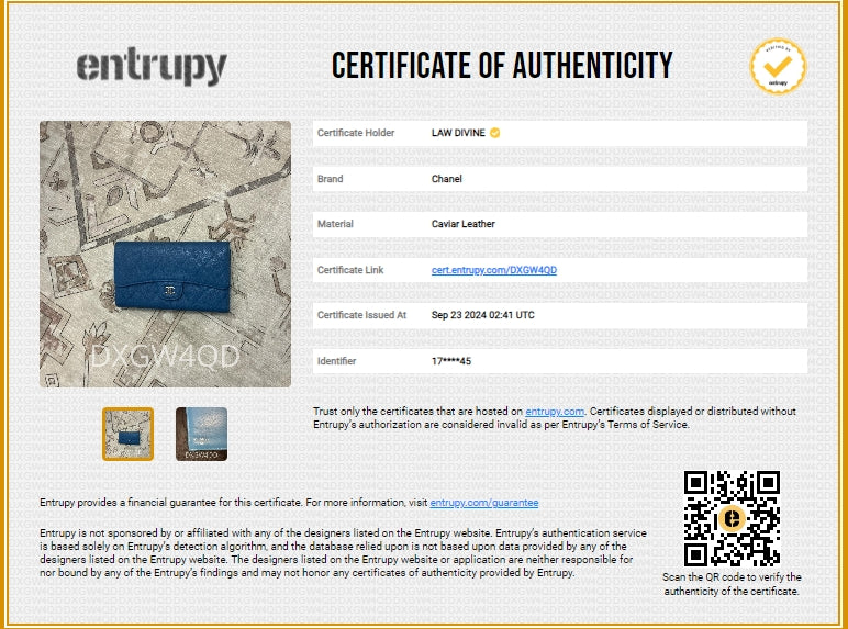 Blue Quilted Caviar Leather Classic Flap Wallet