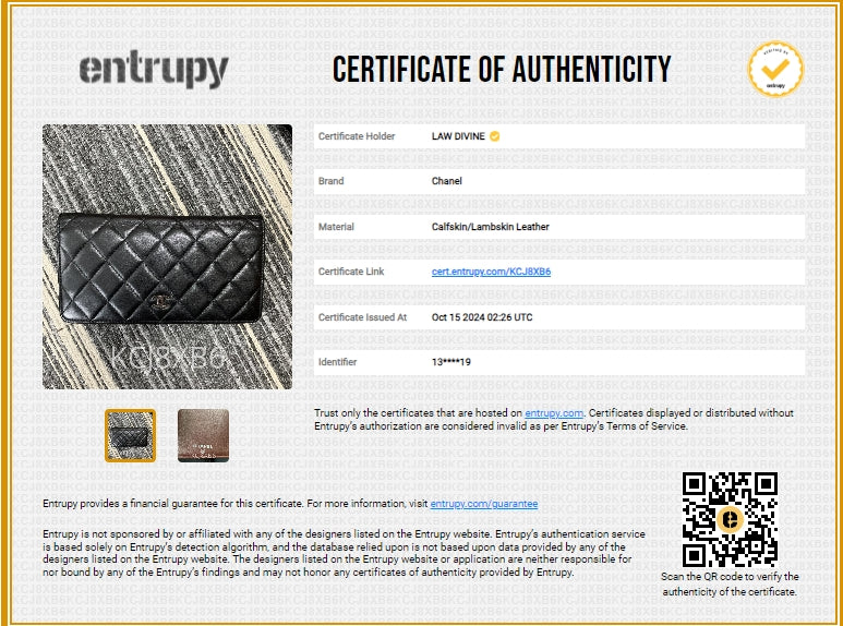 Lambskin Quilted Yen Wallet Black