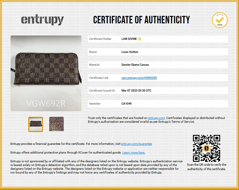 Damier Ebene Pattern Coated Canvas Zippy Wallet