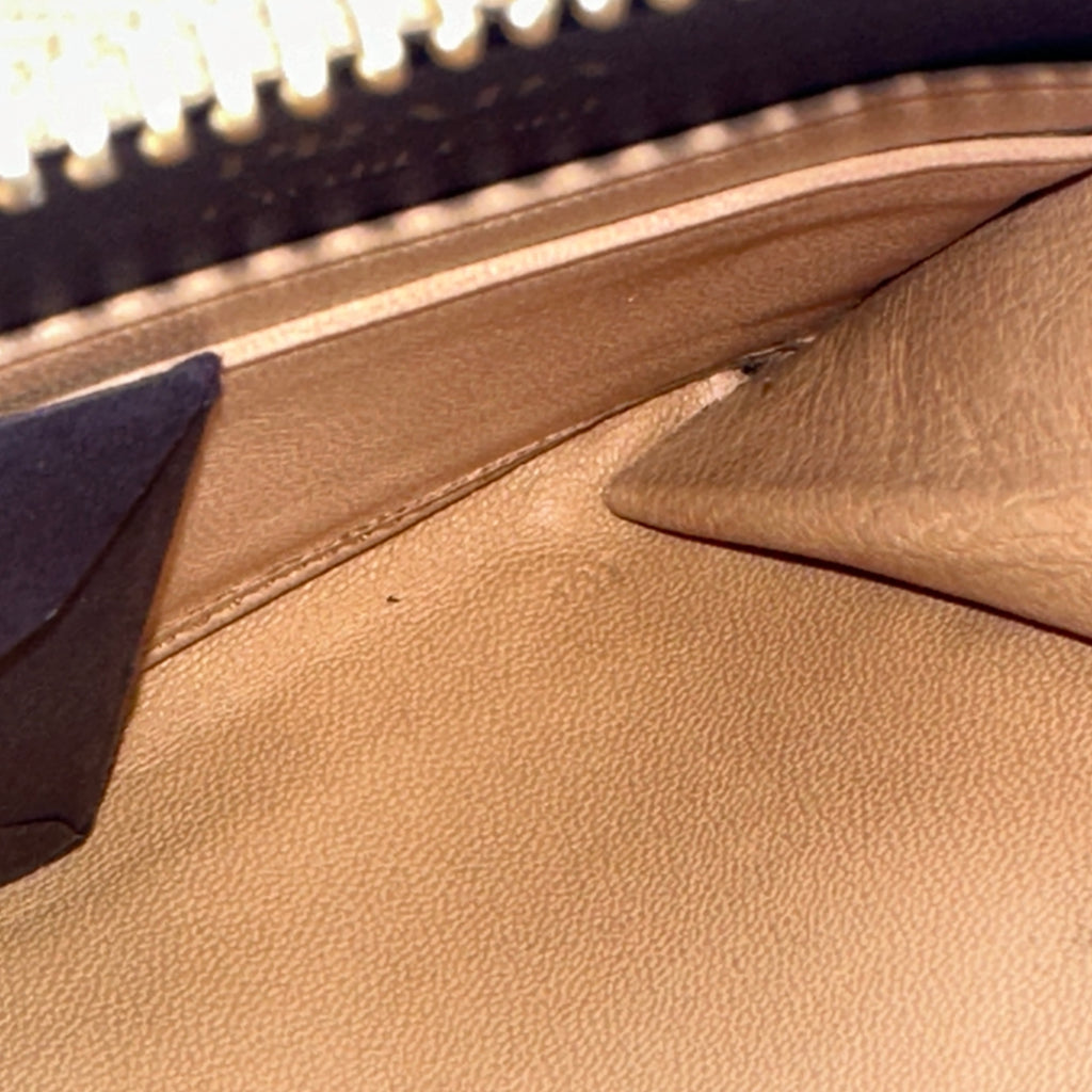 Beige Nappa Gaufre Leather Zip Around Wallet Twins