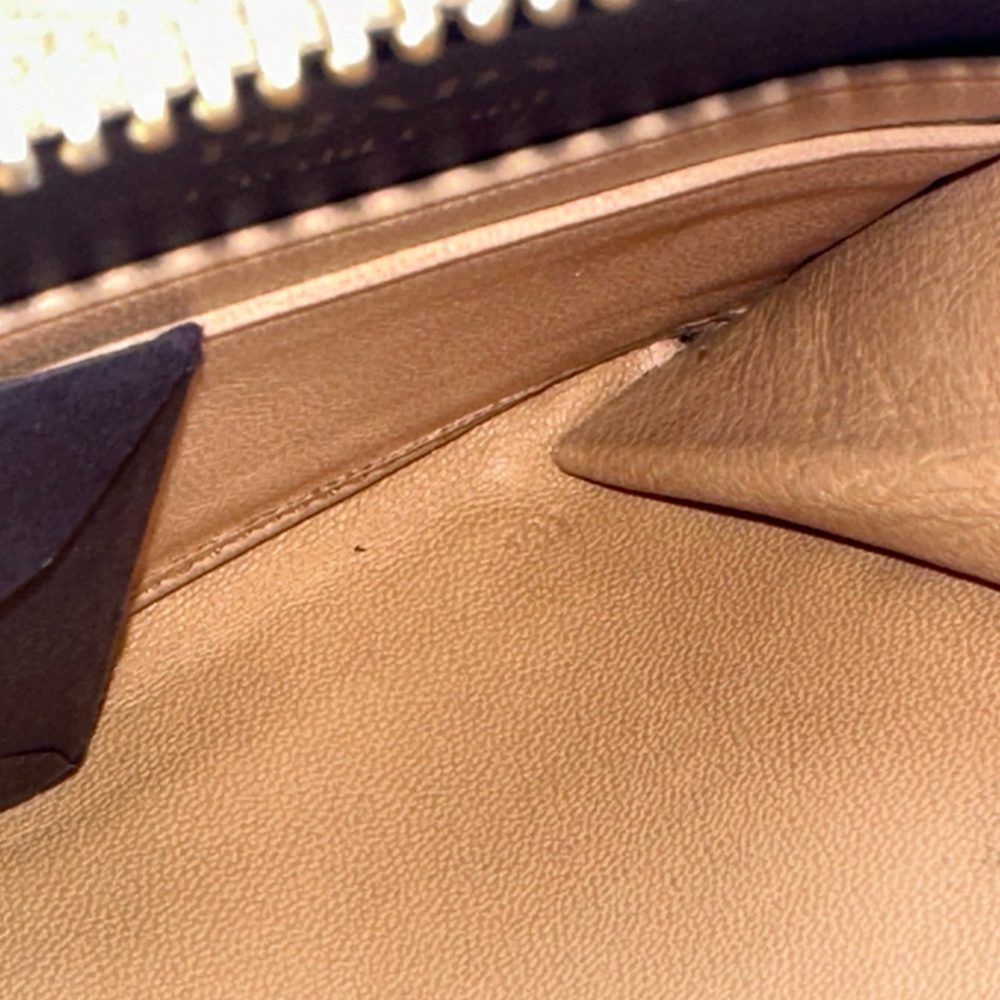 Beige Nappa Gaufre Leather Zip Around Wallet Twins