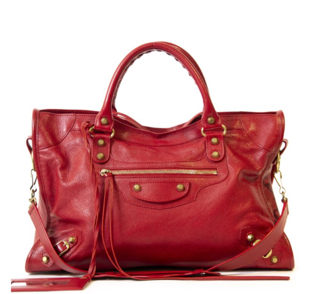Red Leather City Bag twins
